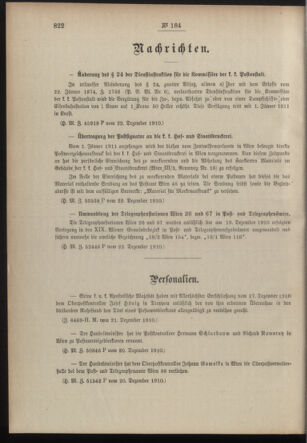 Post- und Telegraphen-Verordnungsblatt für das Verwaltungsgebiet des K.-K. Handelsministeriums 19101229 Seite: 2