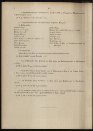 Post- und Telegraphen-Verordnungsblatt für das Verwaltungsgebiet des K.-K. Handelsministeriums 19110102 Seite: 2