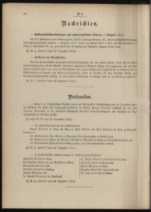 Post- und Telegraphen-Verordnungsblatt für das Verwaltungsgebiet des K.-K. Handelsministeriums 19110107 Seite: 2