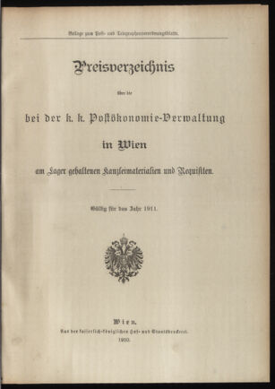 Post- und Telegraphen-Verordnungsblatt für das Verwaltungsgebiet des K.-K. Handelsministeriums 19110111 Seite: 5