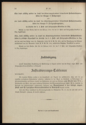 Post- und Telegraphen-Verordnungsblatt für das Verwaltungsgebiet des K.-K. Handelsministeriums 19110125 Seite: 6