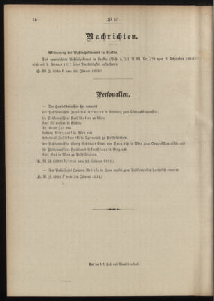 Post- und Telegraphen-Verordnungsblatt für das Verwaltungsgebiet des K.-K. Handelsministeriums 19110204 Seite: 4