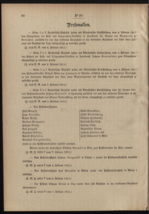 Post- und Telegraphen-Verordnungsblatt für das Verwaltungsgebiet des K.-K. Handelsministeriums 19110214 Seite: 2