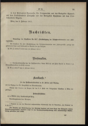 Post- und Telegraphen-Verordnungsblatt für das Verwaltungsgebiet des K.-K. Handelsministeriums 19110215 Seite: 3