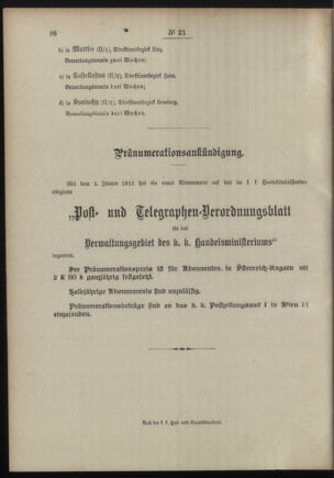 Post- und Telegraphen-Verordnungsblatt für das Verwaltungsgebiet des K.-K. Handelsministeriums 19110215 Seite: 4