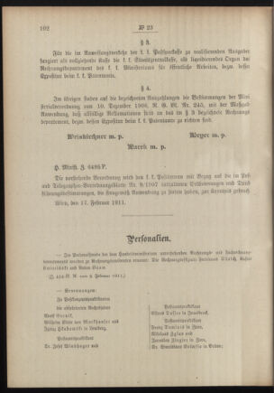 Post- und Telegraphen-Verordnungsblatt für das Verwaltungsgebiet des K.-K. Handelsministeriums 19110221 Seite: 2