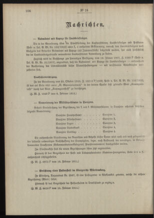 Post- und Telegraphen-Verordnungsblatt für das Verwaltungsgebiet des K.-K. Handelsministeriums 19110222 Seite: 2