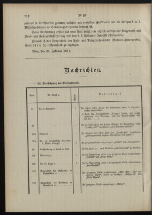 Post- und Telegraphen-Verordnungsblatt für das Verwaltungsgebiet des K.-K. Handelsministeriums 19110227 Seite: 2