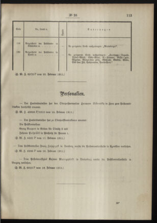 Post- und Telegraphen-Verordnungsblatt für das Verwaltungsgebiet des K.-K. Handelsministeriums 19110227 Seite: 3