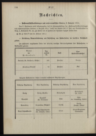 Post- und Telegraphen-Verordnungsblatt für das Verwaltungsgebiet des K.-K. Handelsministeriums 19110303 Seite: 2