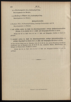 Post- und Telegraphen-Verordnungsblatt für das Verwaltungsgebiet des K.-K. Handelsministeriums 19110310 Seite: 4