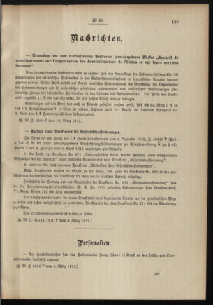 Post- und Telegraphen-Verordnungsblatt für das Verwaltungsgebiet des K.-K. Handelsministeriums 19110314 Seite: 3