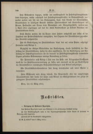 Post- und Telegraphen-Verordnungsblatt für das Verwaltungsgebiet des K.-K. Handelsministeriums 19110318 Seite: 2