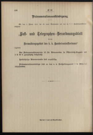 Post- und Telegraphen-Verordnungsblatt für das Verwaltungsgebiet des K.-K. Handelsministeriums 19110323 Seite: 4