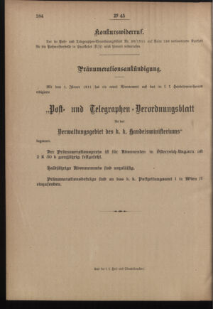 Post- und Telegraphen-Verordnungsblatt für das Verwaltungsgebiet des K.-K. Handelsministeriums 19110411 Seite: 4