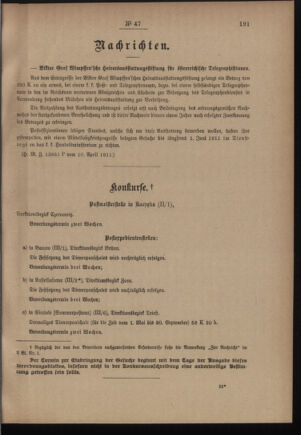 Post- und Telegraphen-Verordnungsblatt für das Verwaltungsgebiet des K.-K. Handelsministeriums 19110418 Seite: 3