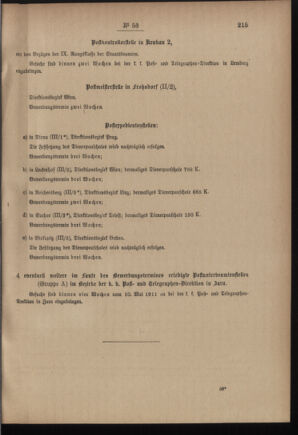 Post- und Telegraphen-Verordnungsblatt für das Verwaltungsgebiet des K.-K. Handelsministeriums 19110501 Seite: 3