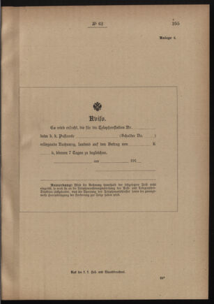 Post- und Telegraphen-Verordnungsblatt für das Verwaltungsgebiet des K.-K. Handelsministeriums 19110512 Seite: 11