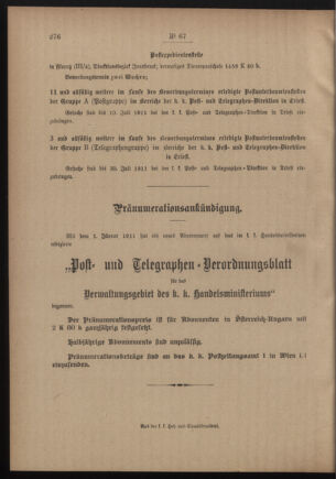 Post- und Telegraphen-Verordnungsblatt für das Verwaltungsgebiet des K.-K. Handelsministeriums 19110522 Seite: 4