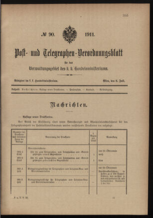 Post- und Telegraphen-Verordnungsblatt für das Verwaltungsgebiet des K.-K. Handelsministeriums 19110708 Seite: 1