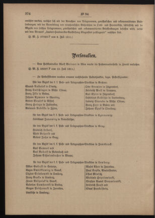 Post- und Telegraphen-Verordnungsblatt für das Verwaltungsgebiet des K.-K. Handelsministeriums 19110715 Seite: 2