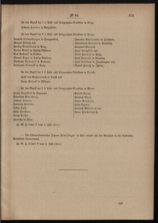 Post- und Telegraphen-Verordnungsblatt für das Verwaltungsgebiet des K.-K. Handelsministeriums 19110715 Seite: 3