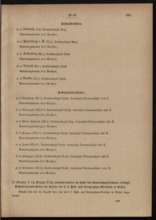 Post- und Telegraphen-Verordnungsblatt für das Verwaltungsgebiet des K.-K. Handelsministeriums 19110719 Seite: 3