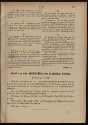 Post- und Telegraphen-Verordnungsblatt für das Verwaltungsgebiet des K.-K. Handelsministeriums 19110812 Seite: 3