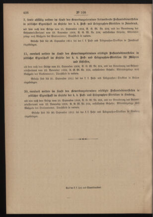 Post- und Telegraphen-Verordnungsblatt für das Verwaltungsgebiet des K.-K. Handelsministeriums 19110824 Seite: 4