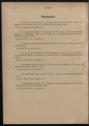 Post- und Telegraphen-Verordnungsblatt für das Verwaltungsgebiet des K.-K. Handelsministeriums 19110830 Seite: 2