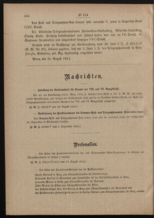 Post- und Telegraphen-Verordnungsblatt für das Verwaltungsgebiet des K.-K. Handelsministeriums 19110912 Seite: 2