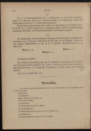 Post- und Telegraphen-Verordnungsblatt für das Verwaltungsgebiet des K.-K. Handelsministeriums 19110927 Seite: 2