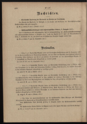 Post- und Telegraphen-Verordnungsblatt für das Verwaltungsgebiet des K.-K. Handelsministeriums 19111007 Seite: 2