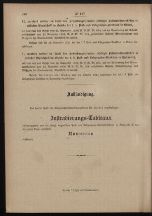 Post- und Telegraphen-Verordnungsblatt für das Verwaltungsgebiet des K.-K. Handelsministeriums 19111023 Seite: 4