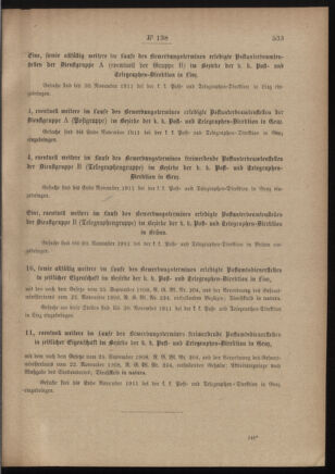 Post- und Telegraphen-Verordnungsblatt für das Verwaltungsgebiet des K.-K. Handelsministeriums 19111025 Seite: 3