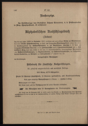 Post- und Telegraphen-Verordnungsblatt für das Verwaltungsgebiet des K.-K. Handelsministeriums 19111031 Seite: 10