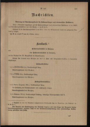 Post- und Telegraphen-Verordnungsblatt für das Verwaltungsgebiet des K.-K. Handelsministeriums 19111031 Seite: 3