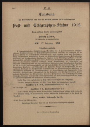 Post- und Telegraphen-Verordnungsblatt für das Verwaltungsgebiet des K.-K. Handelsministeriums 19111031 Seite: 4