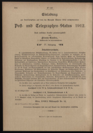 Post- und Telegraphen-Verordnungsblatt für das Verwaltungsgebiet des K.-K. Handelsministeriums 19111111 Seite: 4