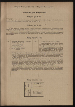 Post- und Telegraphen-Verordnungsblatt für das Verwaltungsgebiet des K.-K. Handelsministeriums 19111123 Seite: 11