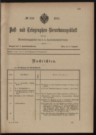 Post- und Telegraphen-Verordnungsblatt für das Verwaltungsgebiet des K.-K. Handelsministeriums 19111206 Seite: 1