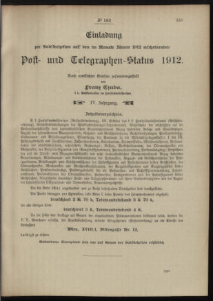 Post- und Telegraphen-Verordnungsblatt für das Verwaltungsgebiet des K.-K. Handelsministeriums 19111212 Seite: 3