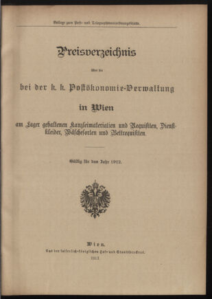 Post- und Telegraphen-Verordnungsblatt für das Verwaltungsgebiet des K.-K. Handelsministeriums 19111212 Seite: 5