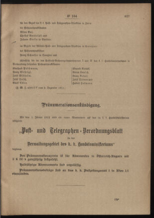 Post- und Telegraphen-Verordnungsblatt für das Verwaltungsgebiet des K.-K. Handelsministeriums 19111216 Seite: 3