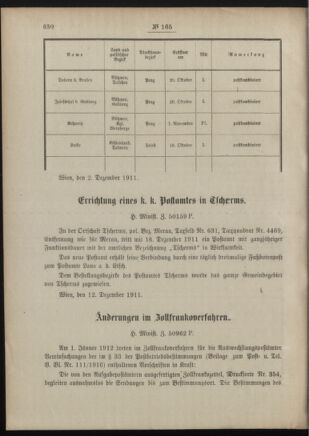 Post- und Telegraphen-Verordnungsblatt für das Verwaltungsgebiet des K.-K. Handelsministeriums 19111219 Seite: 2