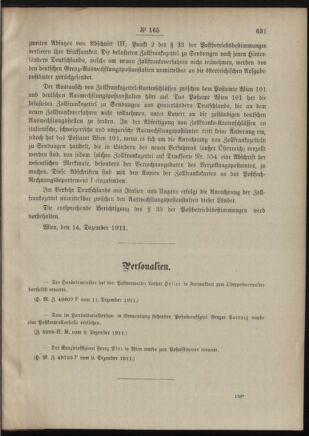 Post- und Telegraphen-Verordnungsblatt für das Verwaltungsgebiet des K.-K. Handelsministeriums 19111219 Seite: 3