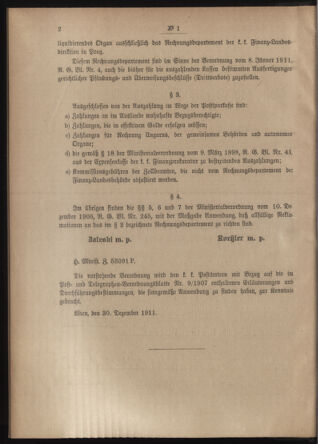 Post- und Telegraphen-Verordnungsblatt für das Verwaltungsgebiet des K.-K. Handelsministeriums 19120103 Seite: 2