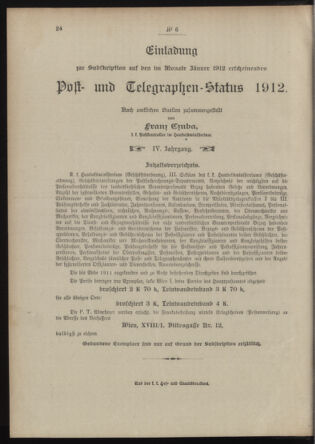 Post- und Telegraphen-Verordnungsblatt für das Verwaltungsgebiet des K.-K. Handelsministeriums 19120112 Seite: 4