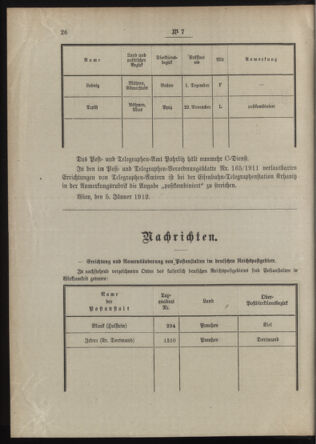 Post- und Telegraphen-Verordnungsblatt für das Verwaltungsgebiet des K.-K. Handelsministeriums 19120115 Seite: 2