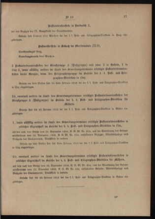 Post- und Telegraphen-Verordnungsblatt für das Verwaltungsgebiet des K.-K. Handelsministeriums 19120121 Seite: 3